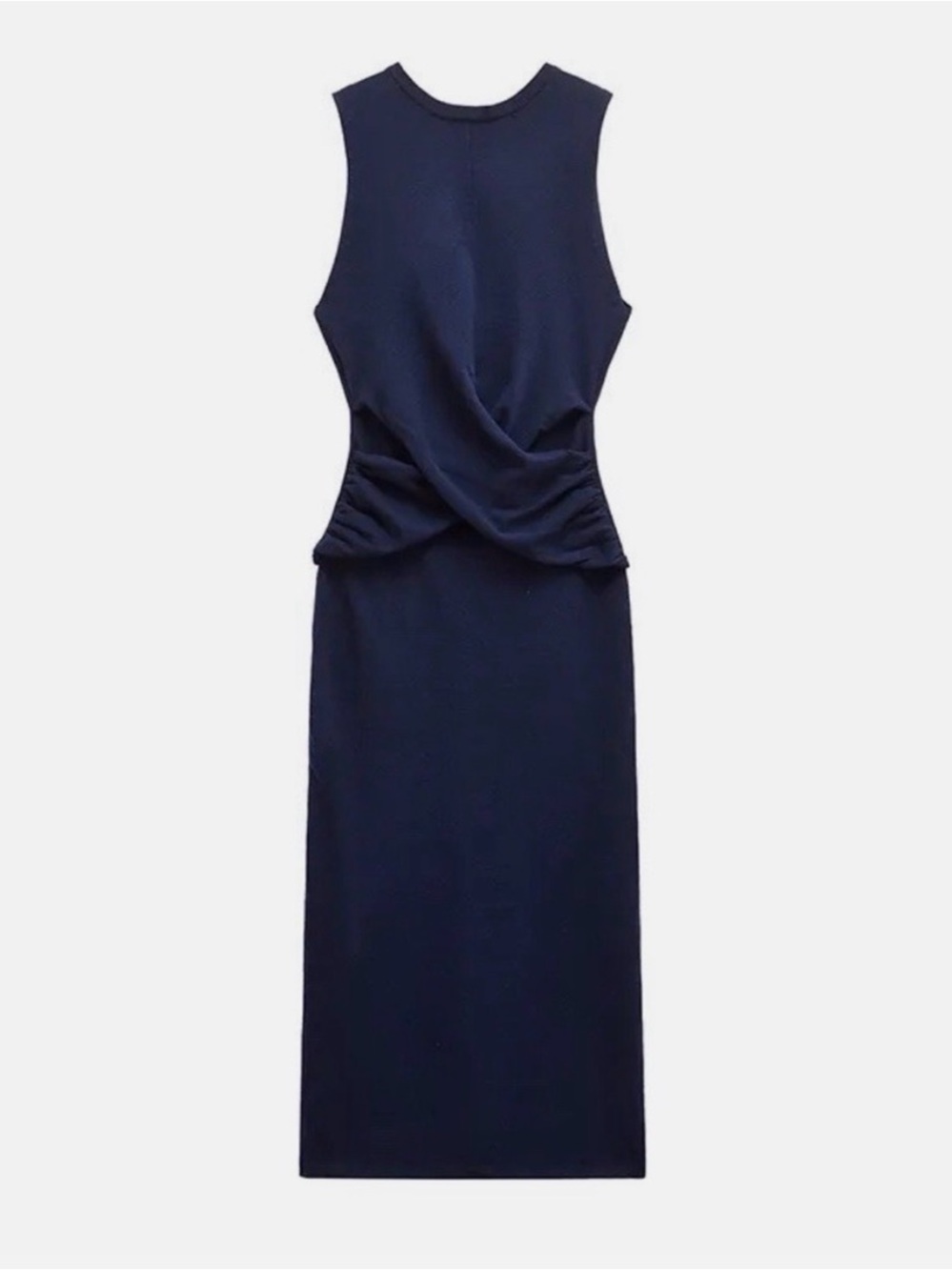 Zara Twist Front Navy Sleeveless Midi Dress Size Medium